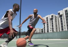 players playing outdoor basket ball
